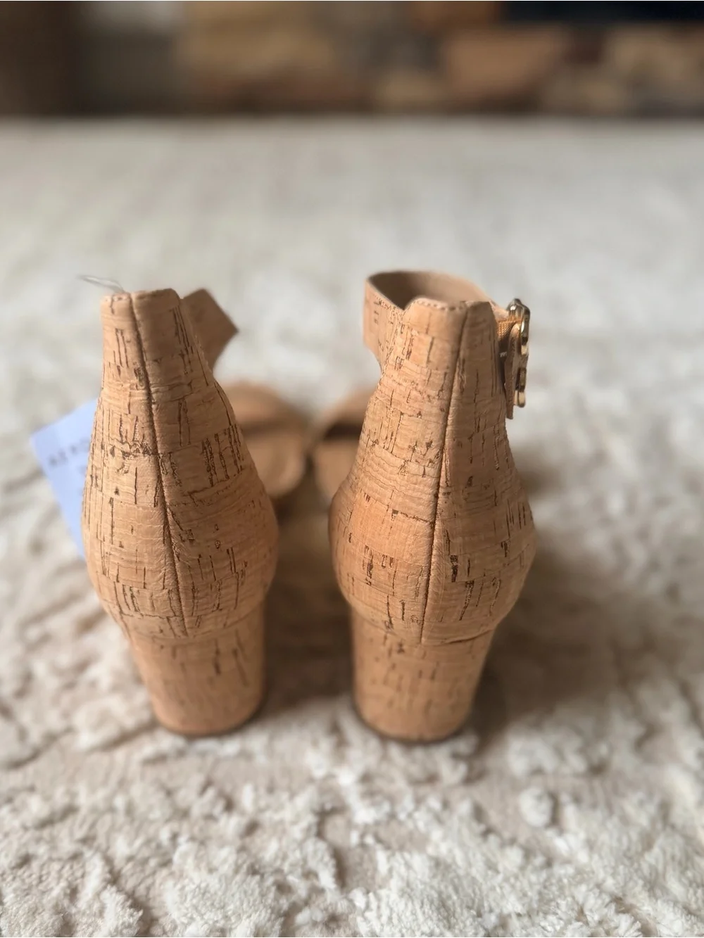 AEROSOLES Natural Cork Ankle-Strap Wedge Sandal